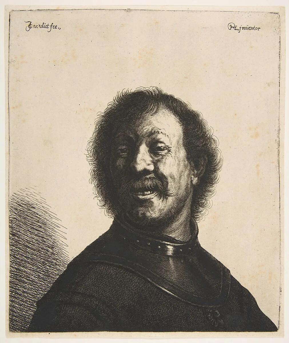 Laughing Man in a Gorget — Jan Georg (Joris) van Vliet|Rembrandt (Rembrandt van Rijn)