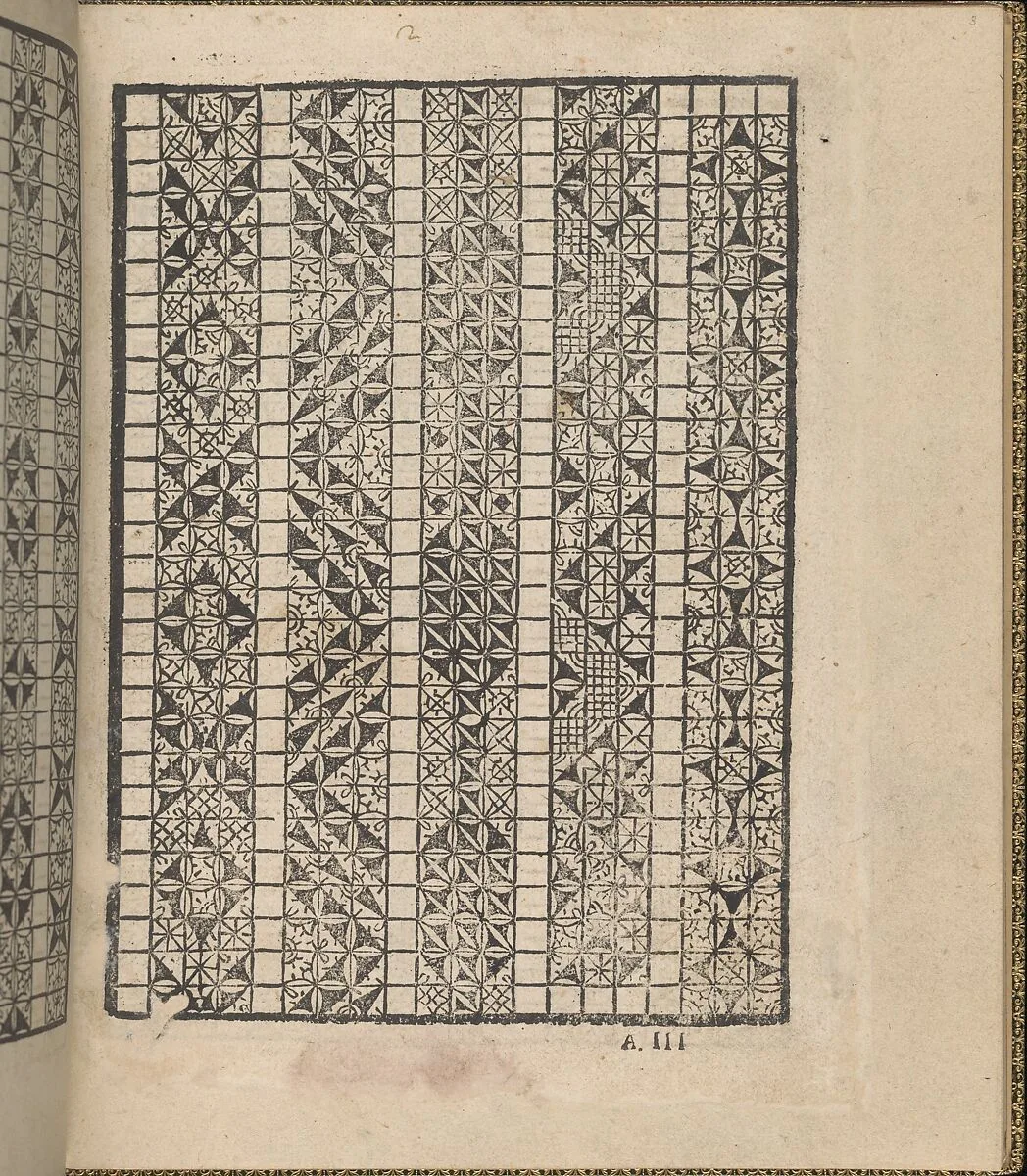 Giardineto novo di punti tagliati et gropposi per exercitio & ornamento delle donne (Venice 1554), page 2 (verso) — Lloyd, Wallis & Lloyd|Matteo Pagano
