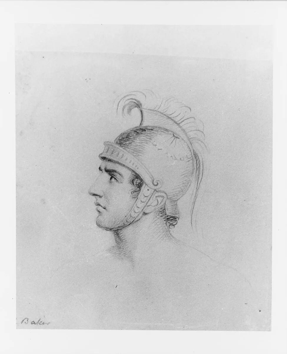 Head of a Man Wearing a Helmet (from McGuire Scrapbook) — George Augustus Baker Jr.