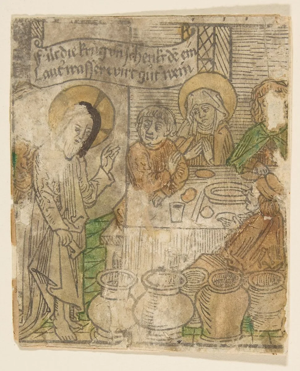 Christ at the Marriage of Cana (Schr. 136a) — Anonymous, German, 15th century