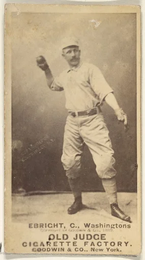 Hiram "Hi" C. Ebright, Catcher, Washington Nationals, from the Old Judge series (N172) for Old Judge Cigarettes