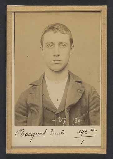 Bocquet. Alexandre, Émile. 17 ans, né à Paris XVlle. Menuisier. Vol. Fiché le 14/4/94.