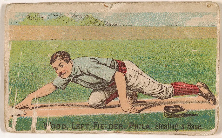 Wood, Left Fielder, Phila., Stealing a Base, from the Gold Coin series (N284) for Gold Coin Chewing Tobacco — D. Buchner & Co., New York