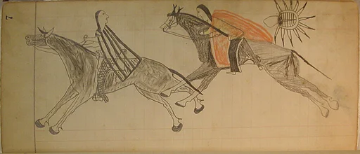Maffet Ledger: Two Mounted Indians