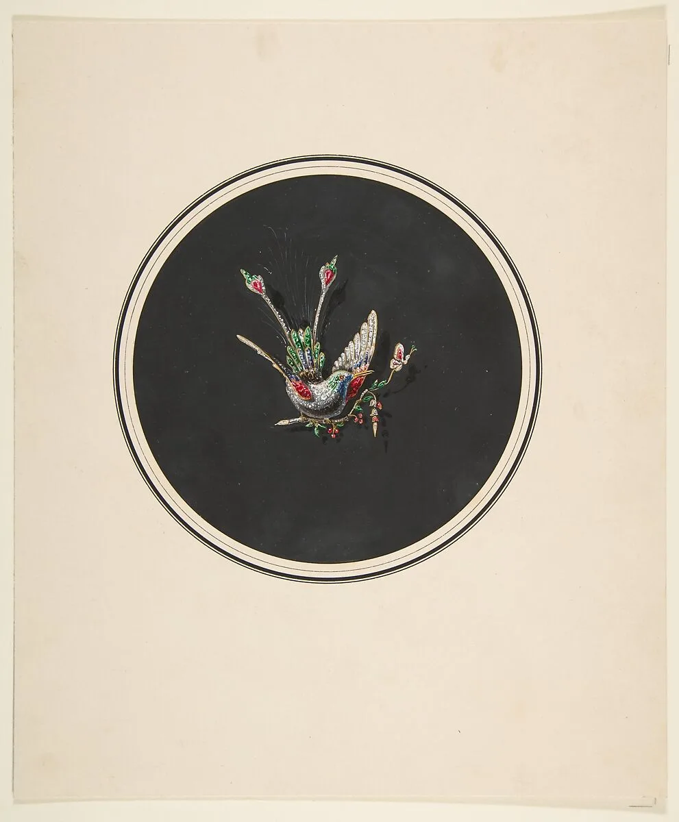 Design for a brooch with a bird motif — Anonymous, French, 19th century
