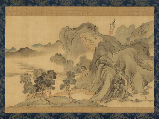 与謝蕪村筆 浅絳山水図|Landscape in Light Colors