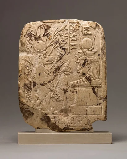 Votive stela with figures of Goddesses Taweret and Mut of Isheru