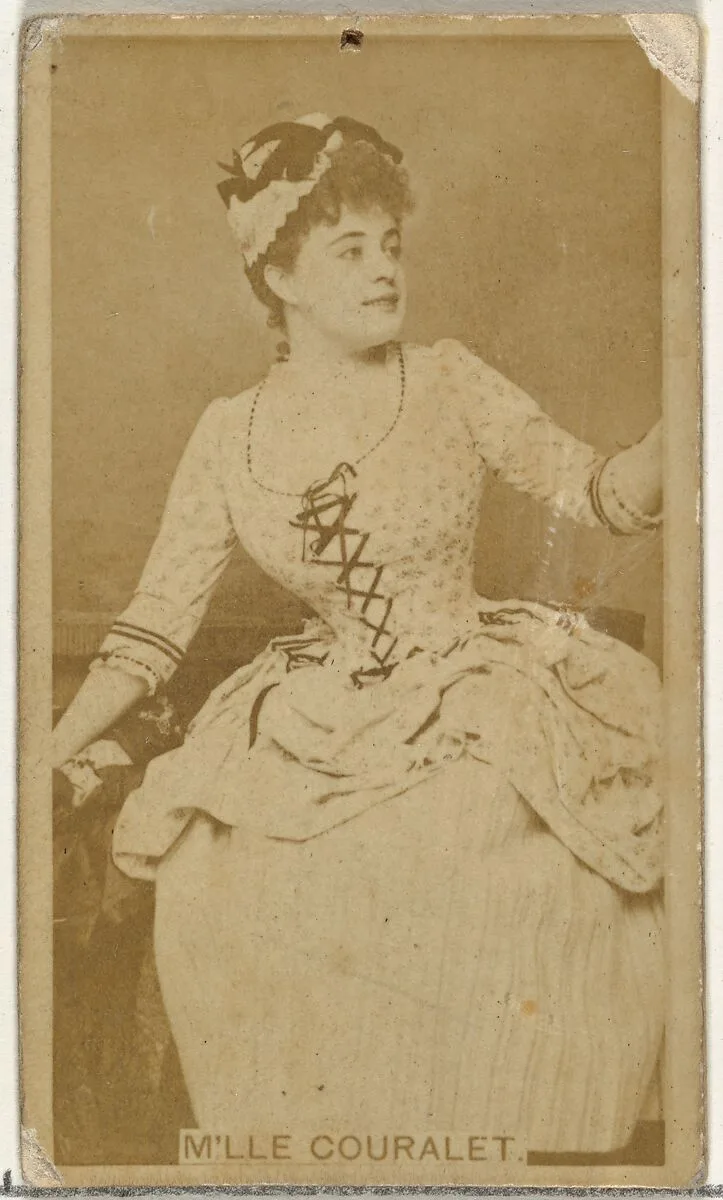 M'lle Couralet, from the Actors and Actresses series (N145-8) issued by Duke Sons & Co. to promote Duke Cigarettes — W. Duke, Sons & Co.|American Tobacco Company