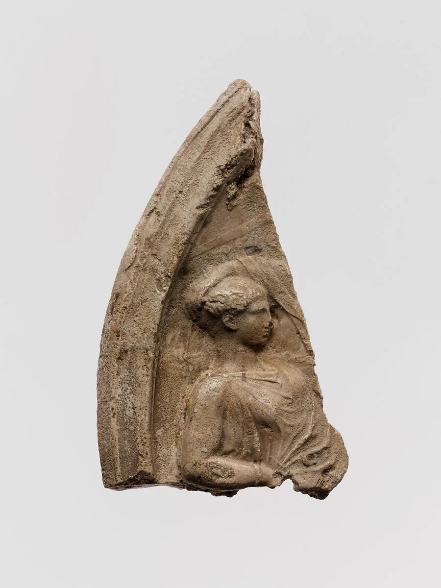 Plaster relief fragment with a male figure on a throne — Unknown