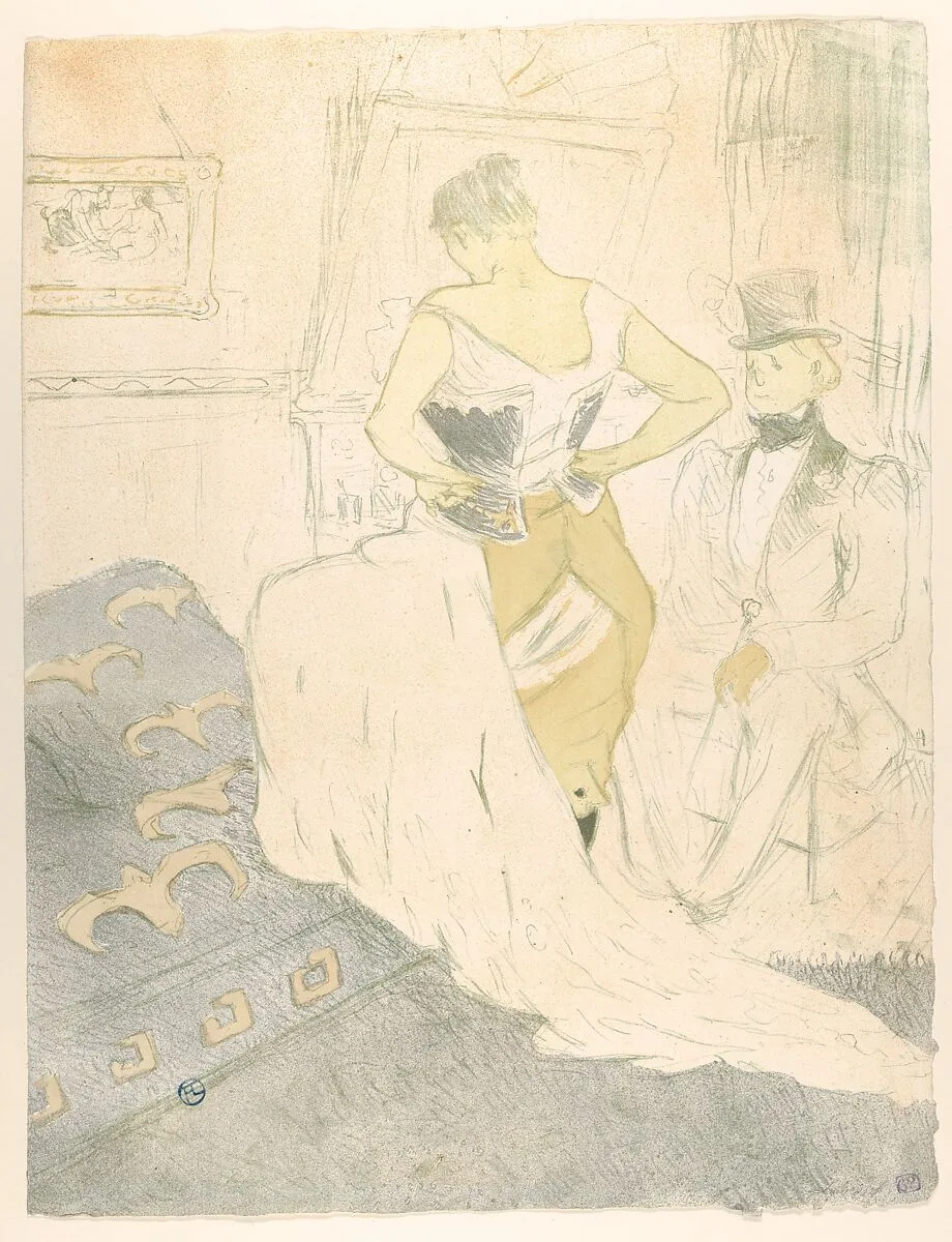 Fastening a Corset – A Passing Conquest, from the series Elles — Gustave Pellet|Henri de Toulouse-Lautrec