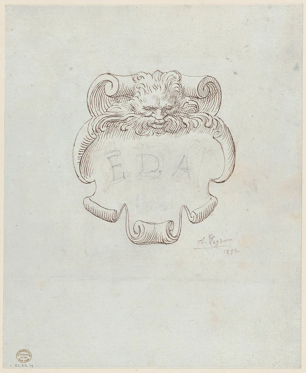 Sketch for a Nameplate for Edward D. Adams — Alphonse Legros