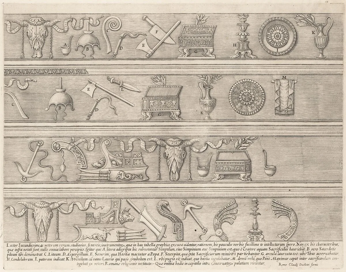 Speculum Romanae Magnificentiae: Sacrificial Instruments Based on Ancient Relief Sculpture — Nicolas Beatrizet|Enea Vico|Claudio Duchetti