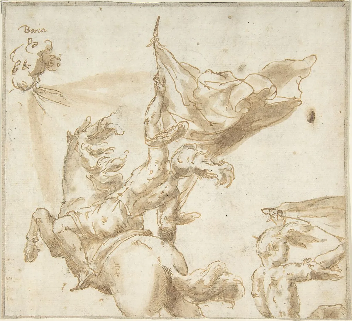 Figure of a Soldier on Horseback Holding a Flag — Anonymous, Spanish, School of Seville, 17th century