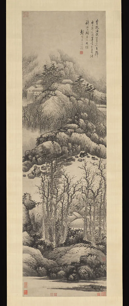 清 龔賢 冬景山水圖 軸|Wintry mountains — Gong Xian