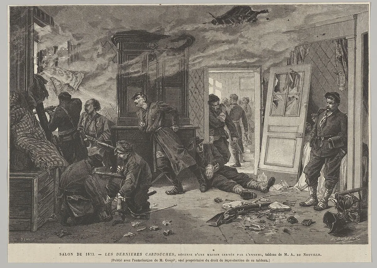 The Last Cartridges, from "L'Univers Illustré" — Louis Paul Pierre Dumont|Ch. Benoist|Alphonse-Marie-Adolphe de Neuville