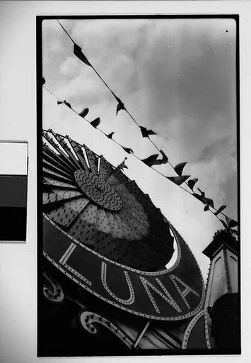 [Luna Park Sign Detail and Carnival Flags, Coney Island, New York]