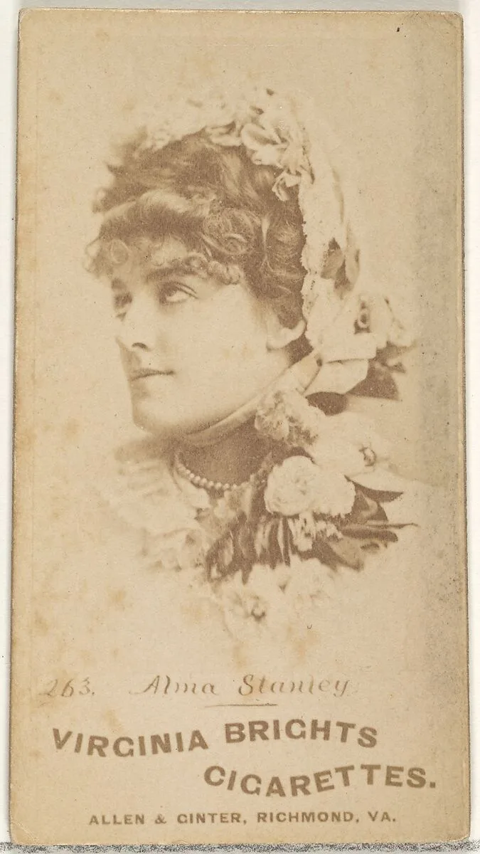 Card 263, Alma Stanley, from the Actors and Actresses series (N45, Type 1) for Virginia Brights Cigarettes — Allen & Ginter