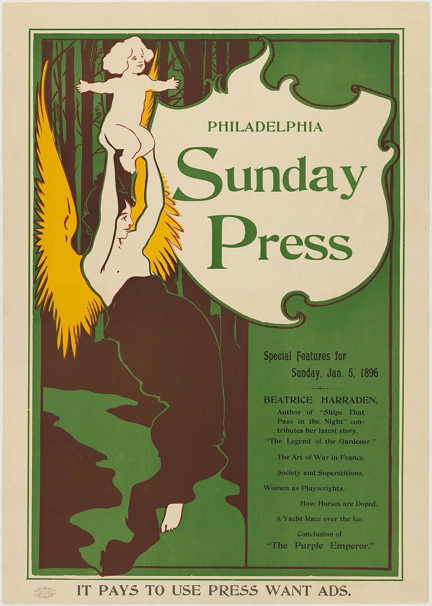 Advertisement for Philadelphia Sunday Press: Jan. 5, 1896 — George Reiter Brill