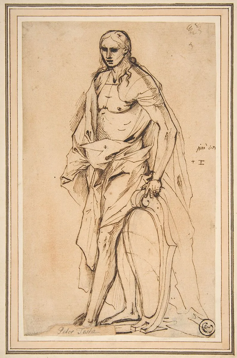 Standing Male Figure Supporting a Shield — Pietro Testa