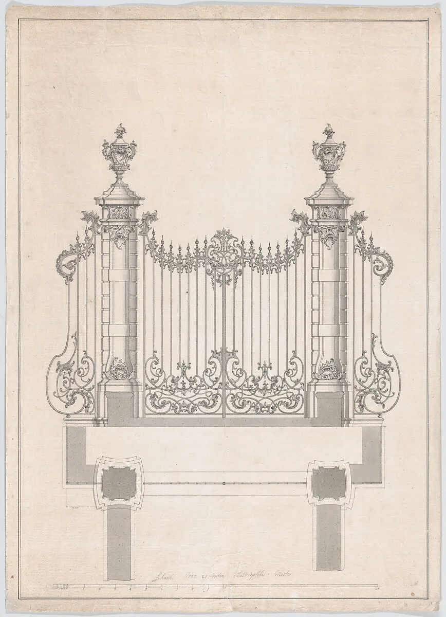Design for the Cast Iron Gate of Castle ‘s-Gravenwezel (Belgium) — Jan Pieter van Baurscheidt the Younger