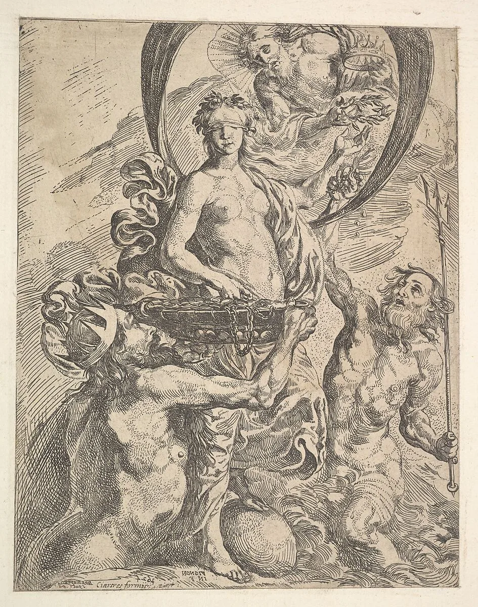 Jupiter, Pluto, and Neptune Offering their Riches to Fortune — Pierre Brebiette|Claude Vignon