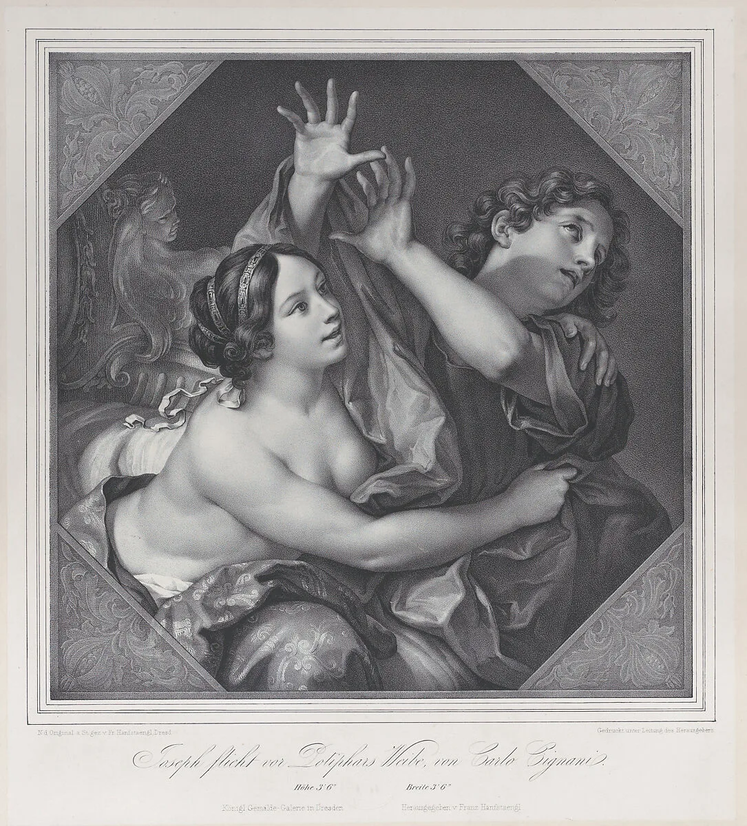Joseph and Potiphar's wife — Franz Seraph Hanfstaengl|Franz Seraph Hanfstaengl|Carlo Cignani
