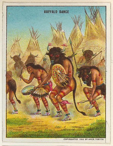 Buffalo Dance, from the "Indian Life in the 60's" series (T73), issued with Hassan Cork Tip Cigarettes by the American Tobacco Company — American Tobacco Company