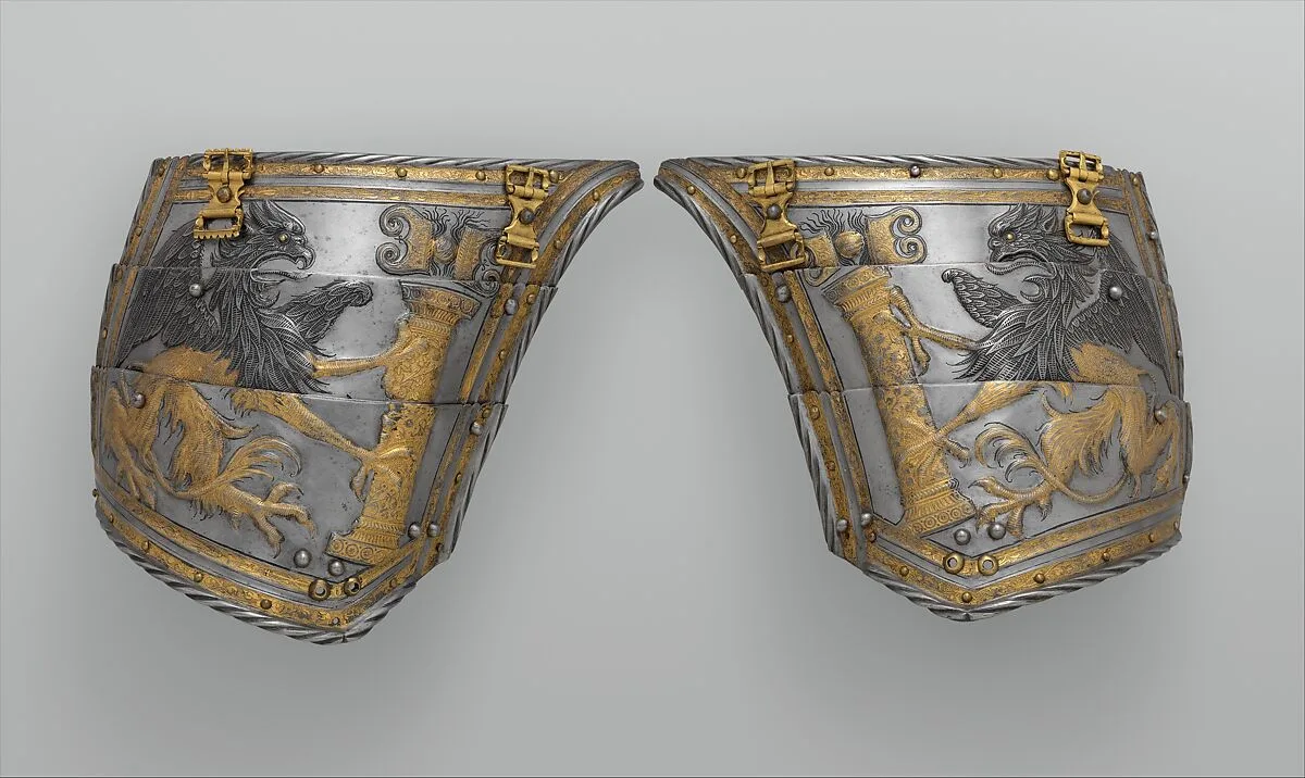 Pair of Tassets of Emperor Charles V of Austria (1500–1558) — Kolman Helmschmid|Desiderius Helmschmid