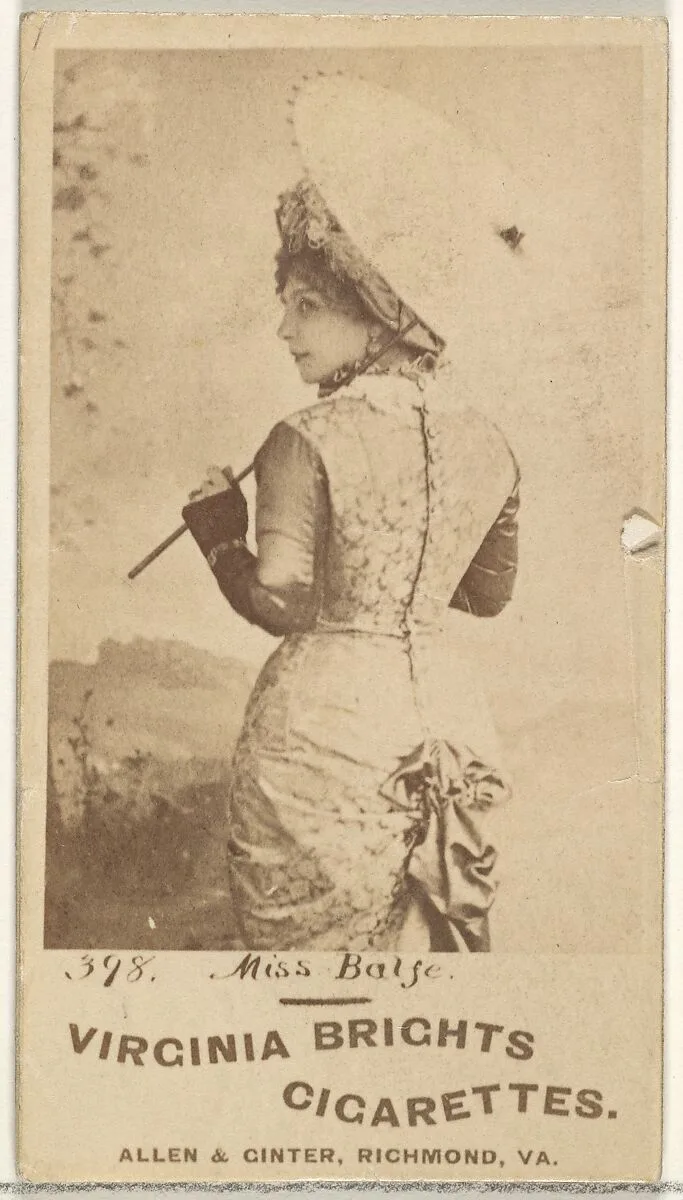 Card 398, Miss Balse, from the Actors and Actresses series (N45, Type 1) for Virginia Brights Cigarettes — Allen & Ginter