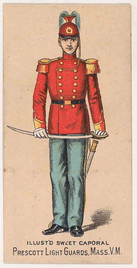 Prescott Light Guards, Massachusetts, V.M., from the Military Series (N224) issued by Kinney Tobacco Company to promote Sweet Caporal Cigarettes — Kinney Brothers Tobacco Company