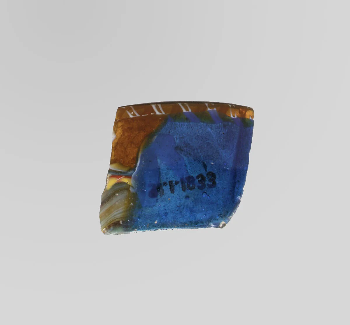 Glass short-strip mosaic bowl fragment — Unknown
