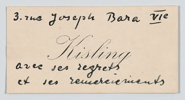 Moïse Kisling, calling card — Anonymous