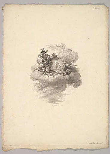 Vignette with Coin on a Cloud with Roses to the left and Doves Below and to the Right, Tome I, Page 148, from Description des Principales Pierres gravées du Cabinet de S.A.S. Monseigneur le Duc d'Orléans Premier Prince du sang. A Paris chez M. l'abbé de la Chau au Palais-Royal M. l'abbé Le Blond au collége Mazarin Et chez Pissot, libraire, quai des Augustins