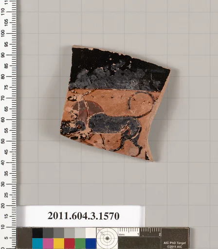 Terracotta fragment of a kylix: Band cup (drinking cup)