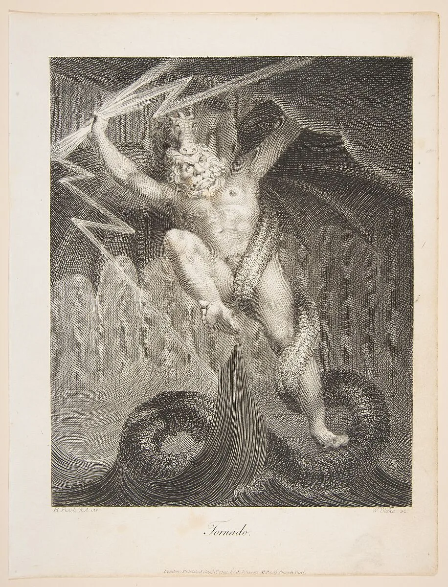 Tornado–Zeus Battling Typhon, from Erasmus Darwin's "Botanic Garden" — William Blake|Henry Fuseli|John Johnson|Erasmus Darwin