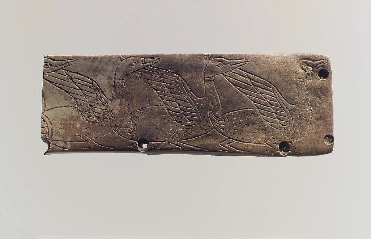 Furniture plaque: incised waterbirds — Unknown