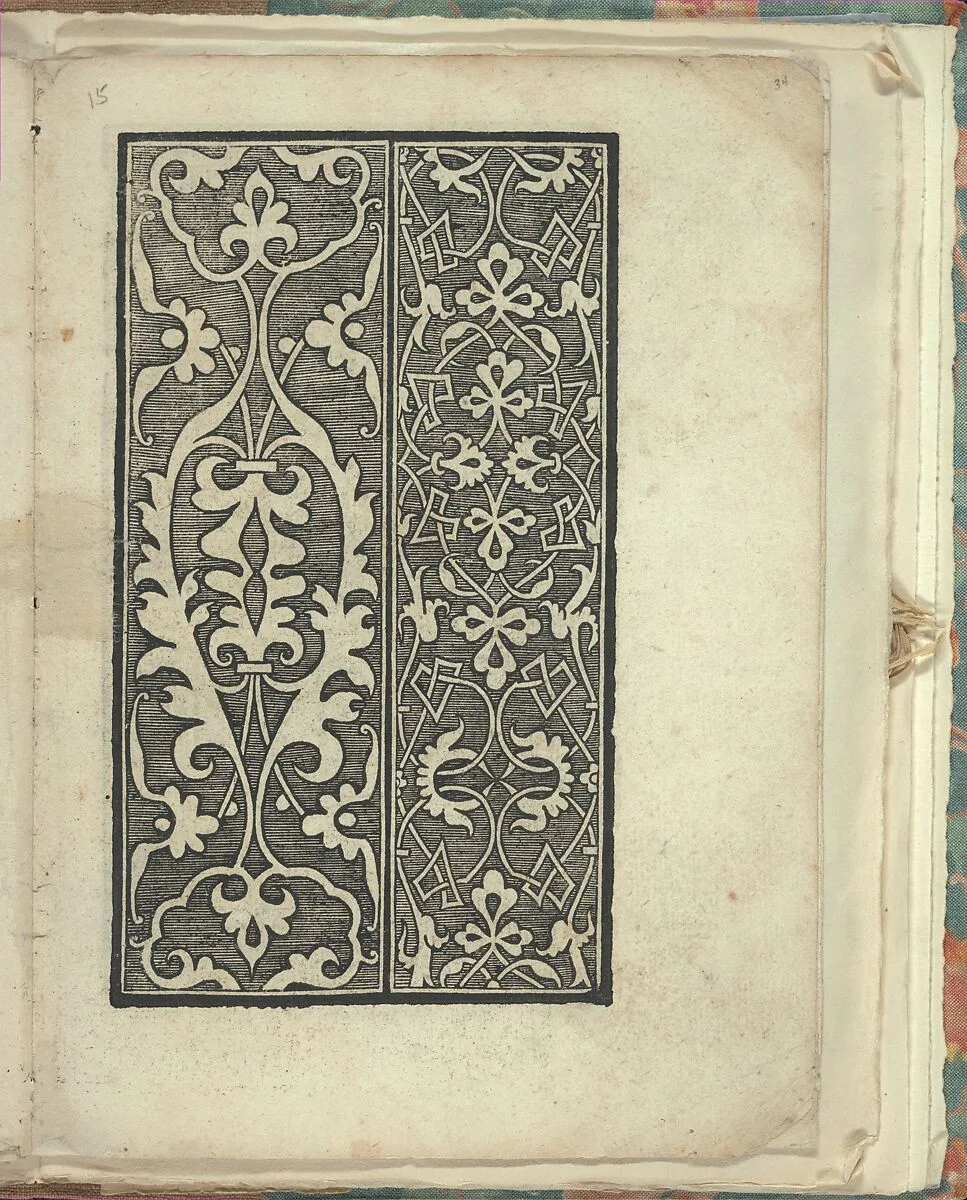 Opera Nova Universali intitulata Corona di racammi, page 34 (recto) — Giovanni Andrea Vavassore