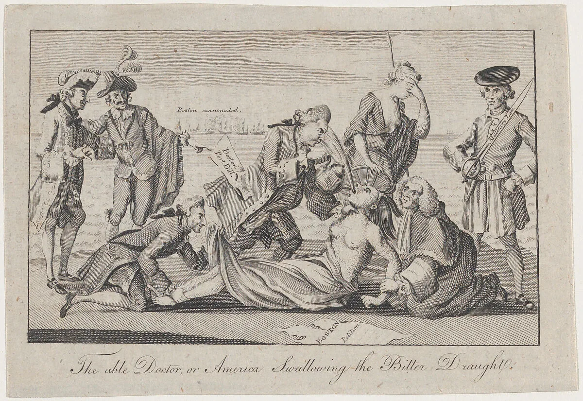 The Able Doctor, or America Swallowing the Bitter Draught — Anonymous, British, 18th century