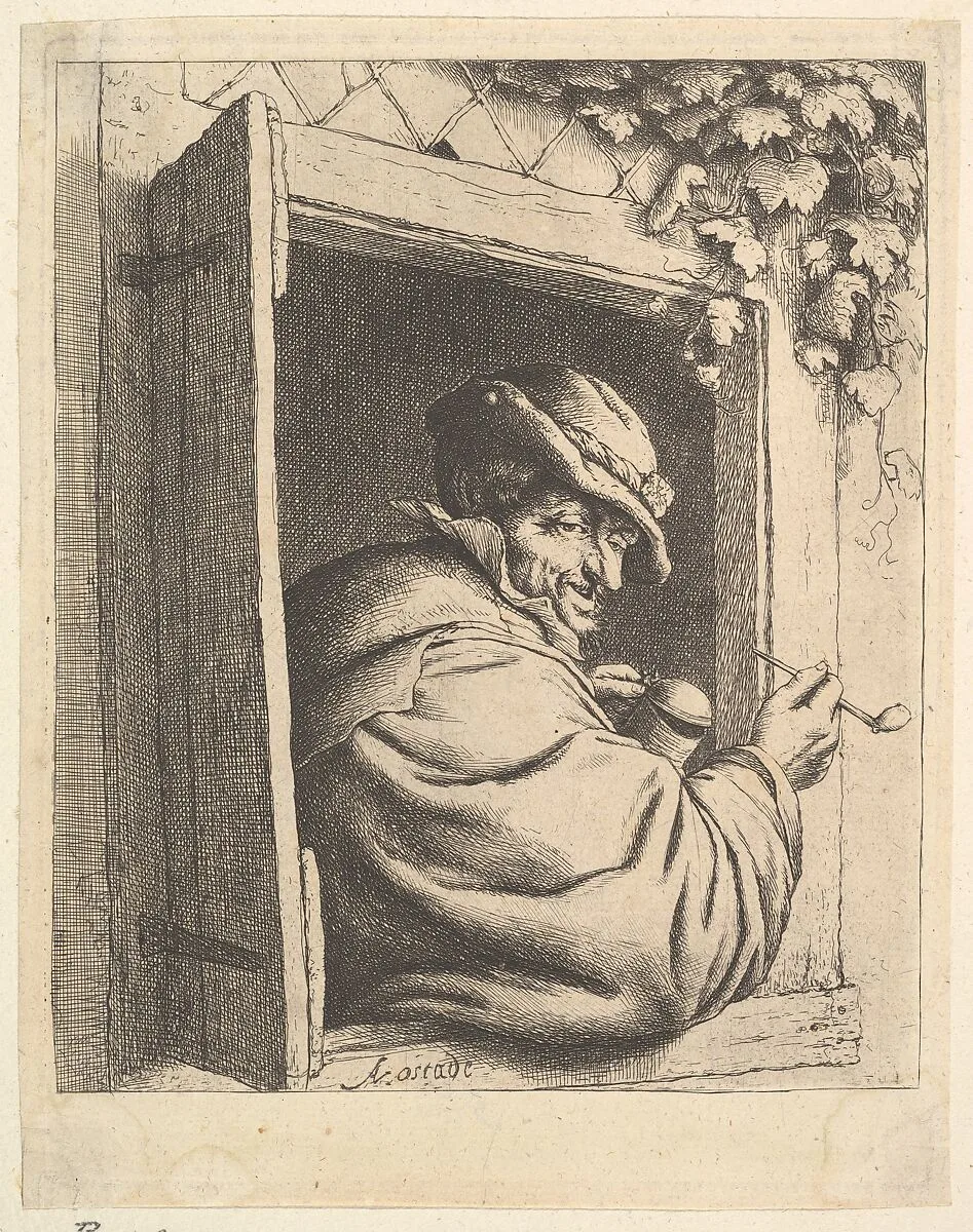Smoker at the Window — Adriaen van Ostade