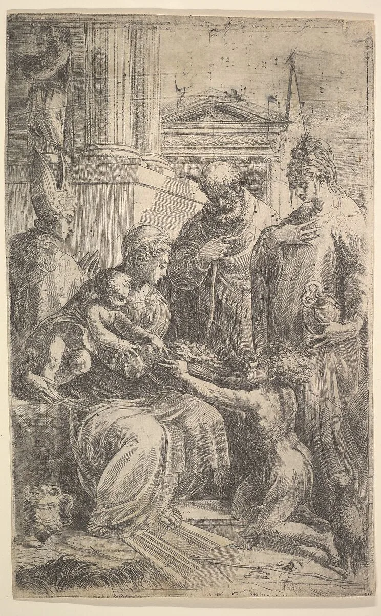 Holy Family with Saints — Andrea Schiavone (Andrea Meldola)