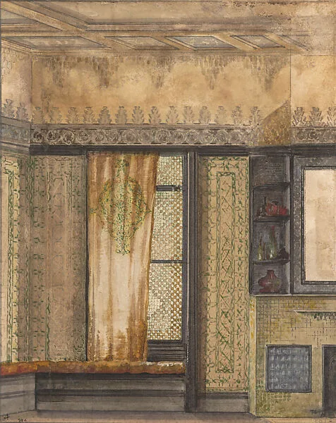 Aesthetic room interior with window and fireplace — Louis C. Tiffany|Tiffany Glass Company