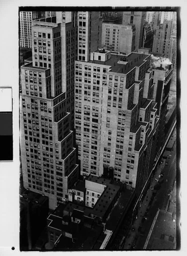 [One 35mm Film Frame: Step-Back Buildings, From Elevated Position, New York City]
