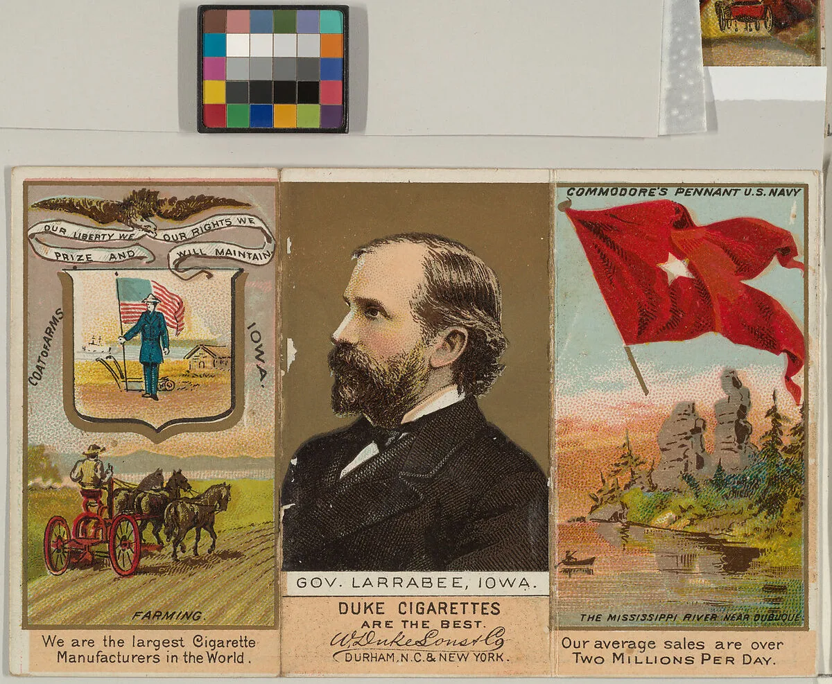Governor Larrabee, Iowa, from "Governors, Arms, Etc." series (N133-2), issued by Duke Sons & Co. — W. Duke, Sons & Co.