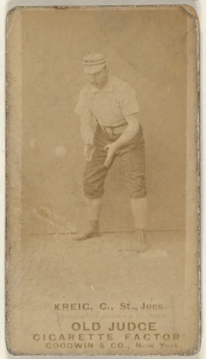 William Frederick "Bill" Krieg, 1st Base, St. Joseph Clay Eaters, from the Old Judge series (N172) for Old Judge Cigarettes