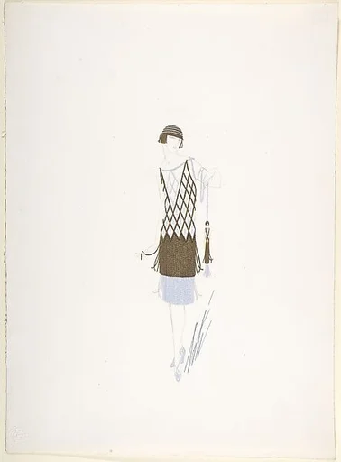 Design for Gold and Silver Beaded Dress in Lattice Design for "Manhattan Mary," Majestic Theater