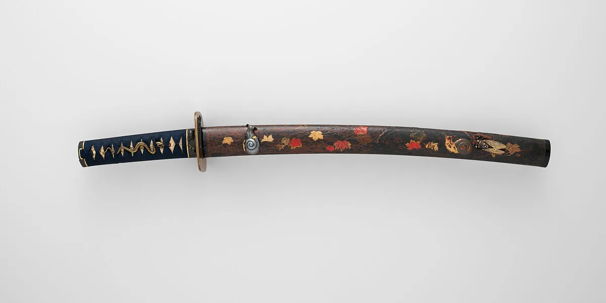 紅葉蒔絵鞘脇指拵 Mounting for a Short Sword (<i>Wakizashi</i>) — 重武 Shigetake