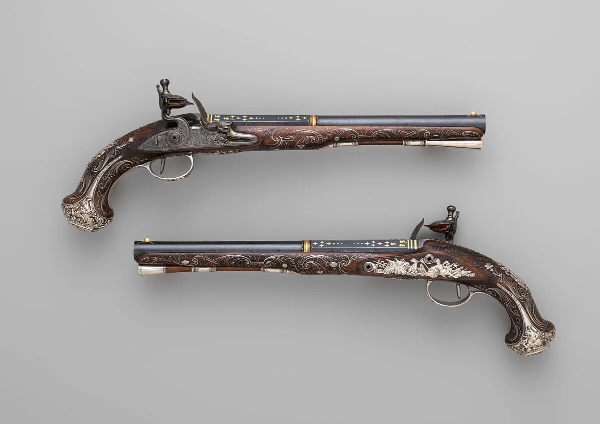 Pair of Flintlock Pistols — Henry Hadley