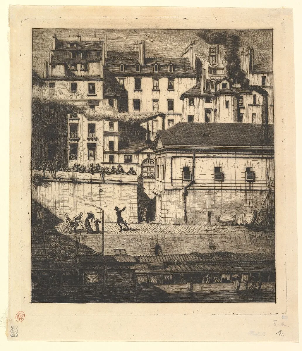The Mortuary, Paris (La Morgue) — Charles Meryon