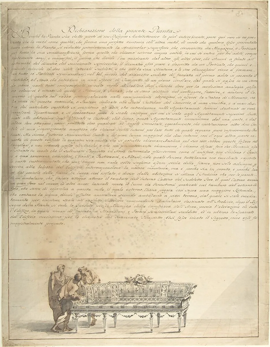 Description of a Plan with Three Figures and Divan Below — Flaminio Innocenzo Minozzi