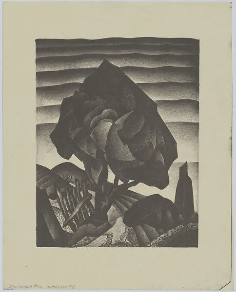 Tree on Hill (Lithograph #32) — William Samuel Schwartz